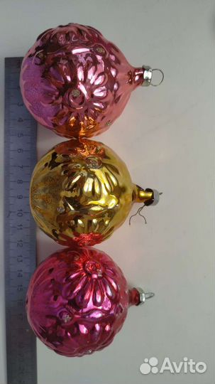 Елочные игрушки СССР льдинки, шары, корзина