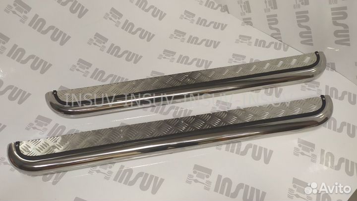 Пороги на Ниву труба с алюм. листом (нержавейка)