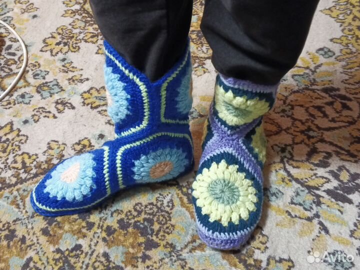 Тапочки-сапожки на войлочный подошве