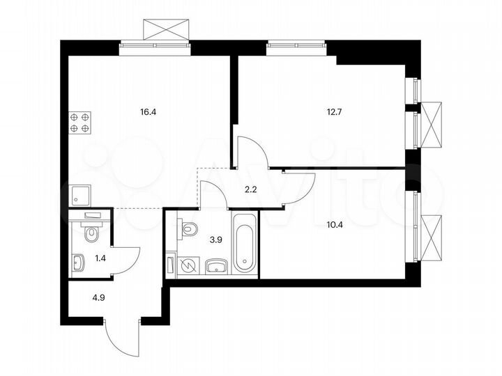 2-к. квартира, 51,9 м², 2/33 эт.