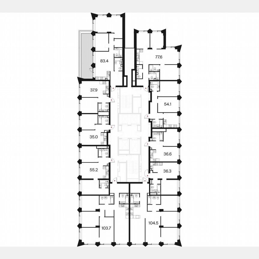4-к. квартира, 103,7 м², 30/44 эт.