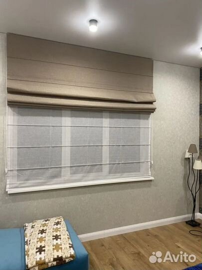 Римская штора с тюлем