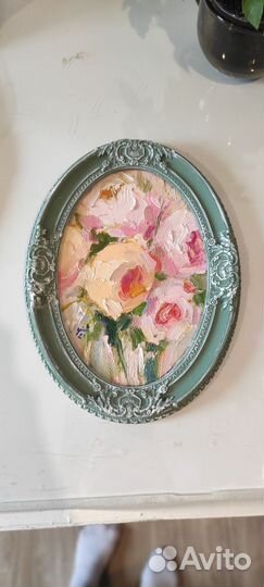 Рамка гипсовая с картиной маслом