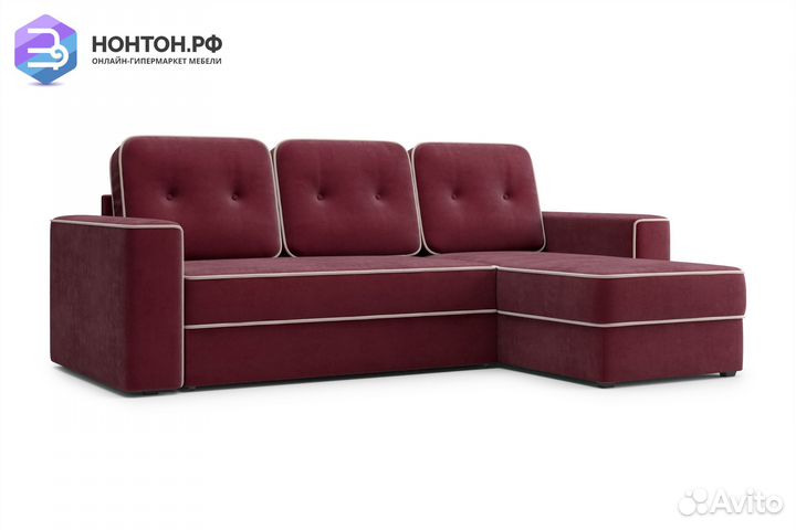 Диван угловой дельфин Берген бордовый
