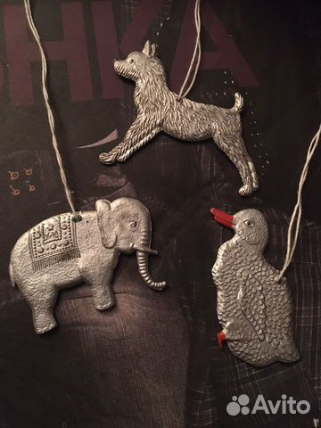 Елочные игрушки СССР. Набор: Пёсик, Уточка и Слон