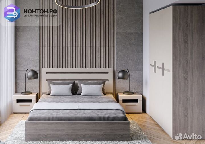 Спальный гарнитур Фьюжн №3 дуб сонома трюфель / бе