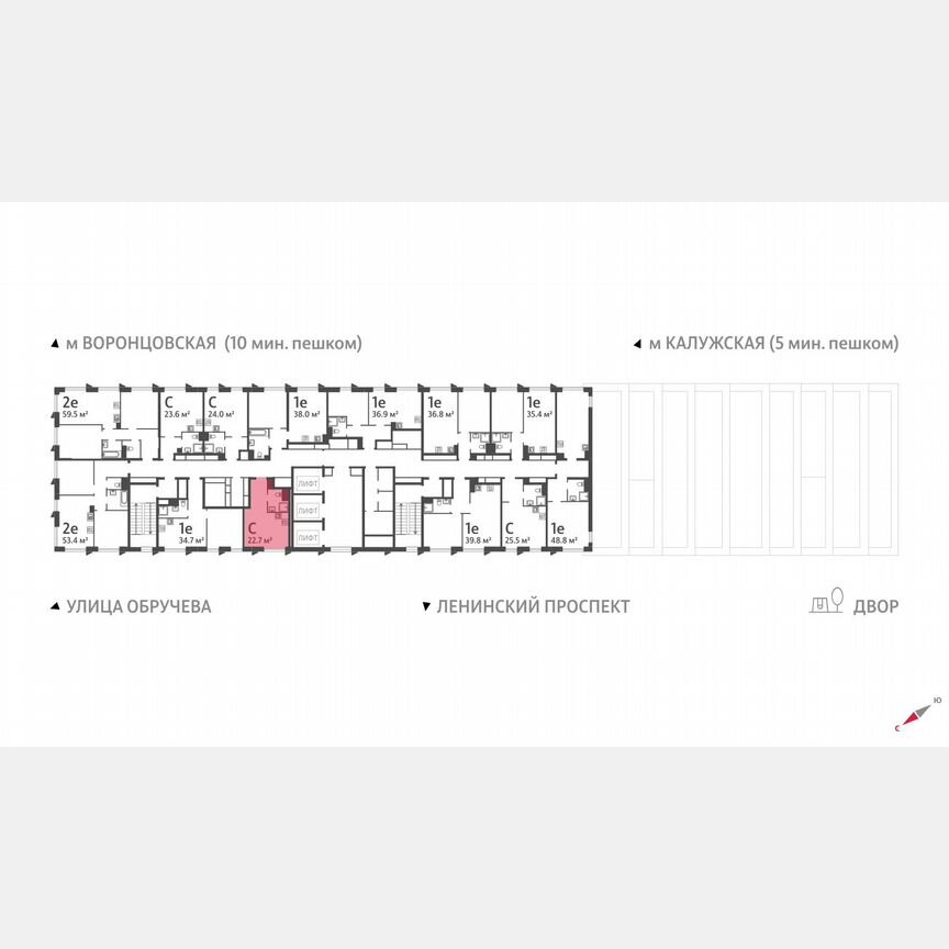 Квартира-студия, 22,7 м², 37/58 эт.