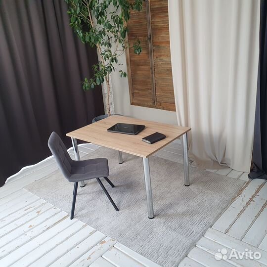 Компьютерный стол Дуб 120*80 см. Хром ножки