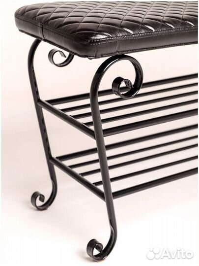 Банкетка с полкой для обуви черная