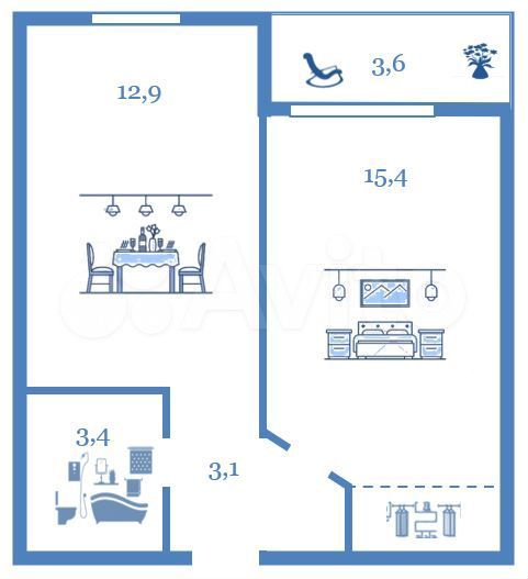 1-к. квартира, 36,6 м², 8/10 эт.