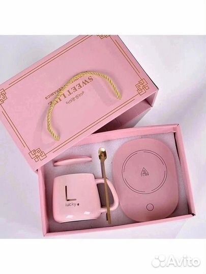 Кружка с подогревом с крышкой и ложкой