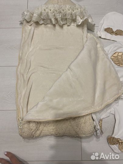 Конверт на выписку + слип ангел с крыльями