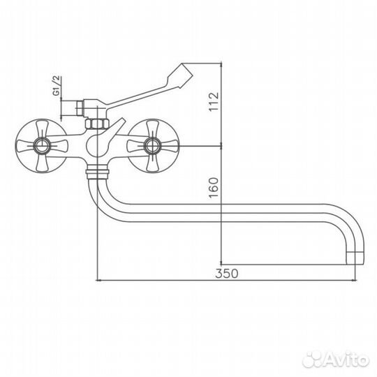 Смеситель для ванны Cron cn2642-3 Хром