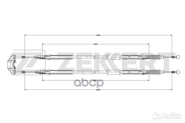 Трос стояночного тормоза лев./прав. Opel Astra