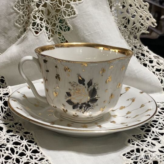 Чайная пара «Золотой» лфз Лебединская дефекты