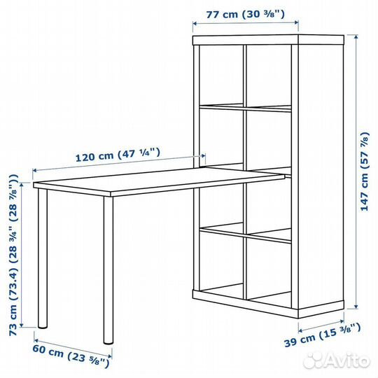 Комбинация стеллаж+стол kallaks,ikea,рабочее место