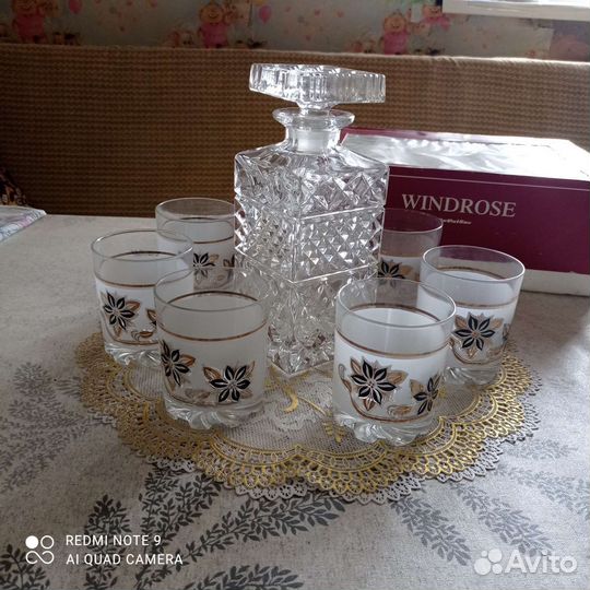 Графин со стаканами богемия