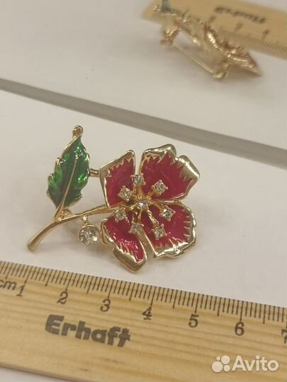 Брошь эмаль мак лилия винтаж