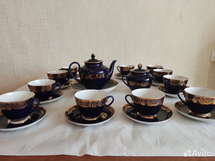 Чайный сервиз лфз, СССР Синий кобальт
