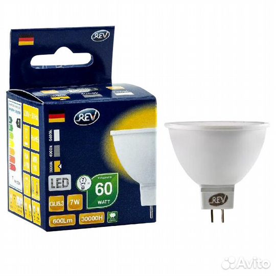 Лампа светодиодная REV 7Вт GU5.3 MR16 220В 3000К M