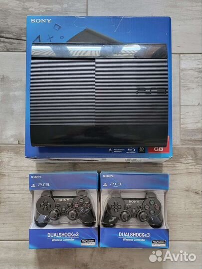 Sony PS3 SuperSlim 500gb 60 игр 2 джоя