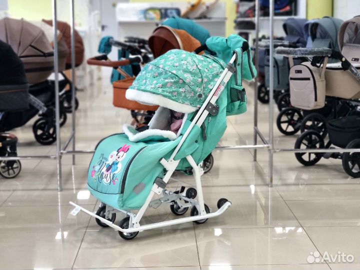 Санки-коляска Nika disney baby 2/1Минни Маус мят