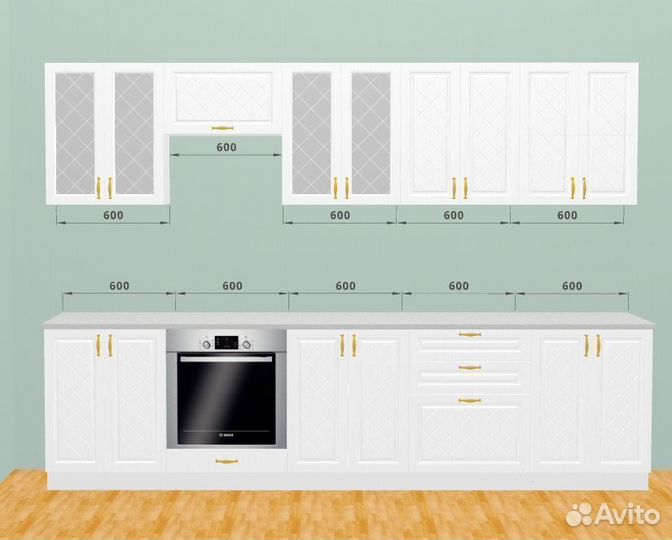 Кухня белая прямая новая