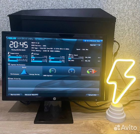 Игровой пк Core i7 3770 16 gb Монитор HP 20kd 19,5