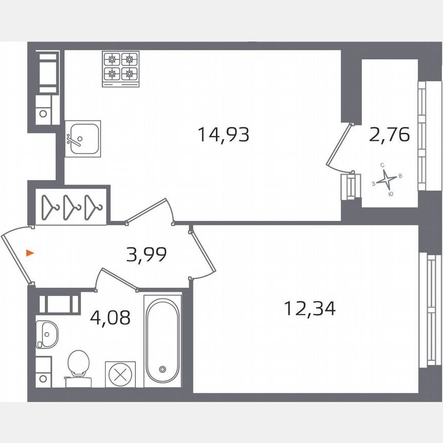 1-к. квартира, 36,7 м², 8/17 эт.