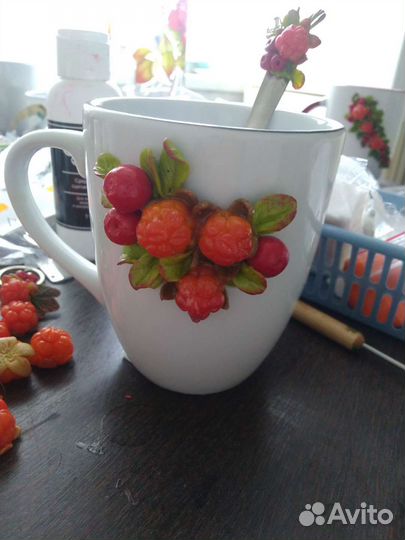 Чашка с ложкой, 4 брелока