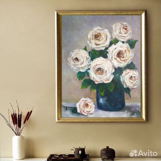 Картина маслом цветы розы