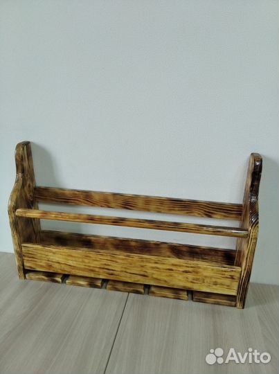 Полка для вина, настенная, из дерева