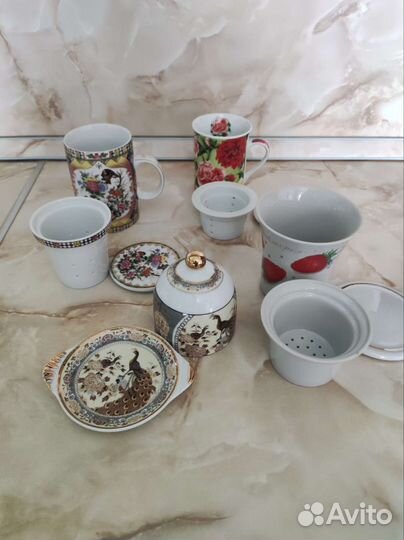 Кружки с керамическим ситечком и лимонница