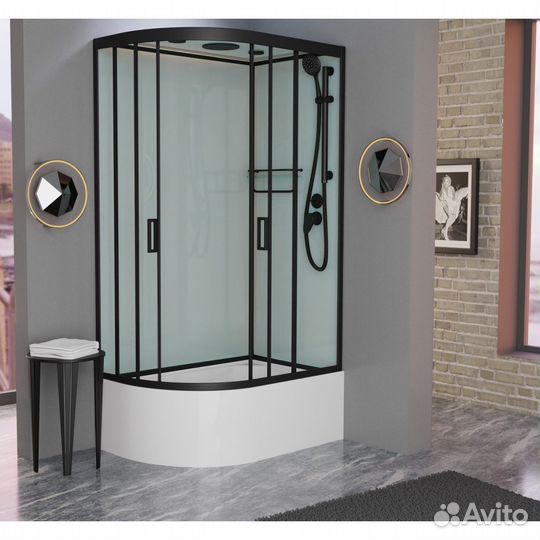 Душевая кабина Frank F412/2R Black 120x80 см 153