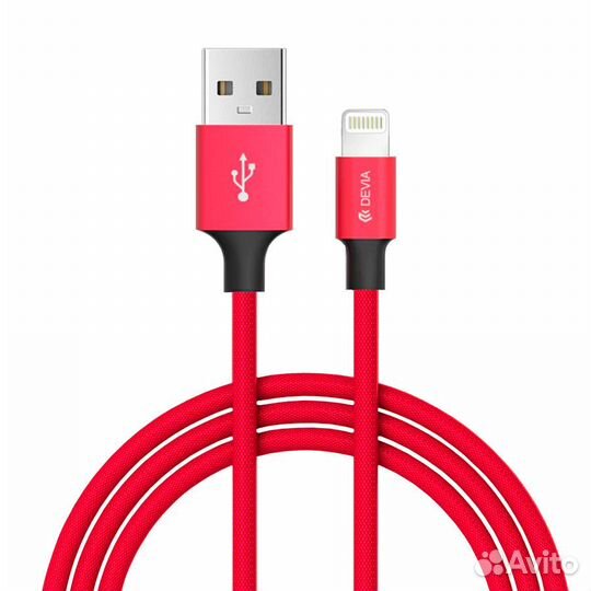 Кабель Devia Pheez Lightning - Red (1M, 2.4A)