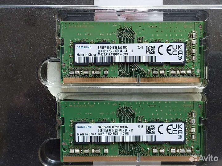 Оперативная память ddr4 8gb samsung 3200 2шт
