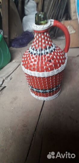 Стеклянный бутыль в оплетке 3л, СССР, бу