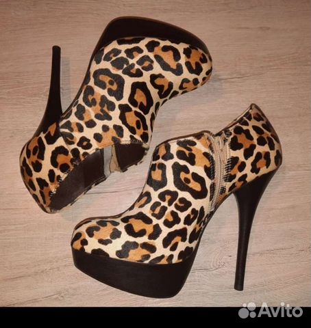 Ботильоны кожа мех Kurt Geiger на высоком каблуке