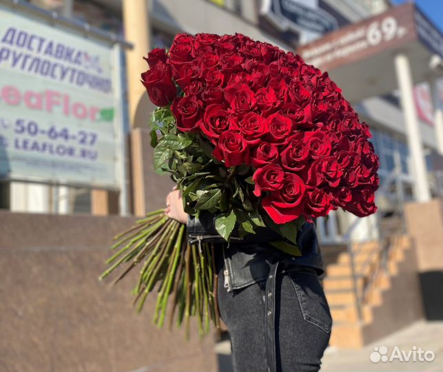 Букет из 101 эквадорской розы 100 см