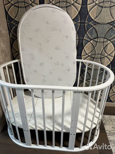 Кроватка трансформер с маятником с матрасом