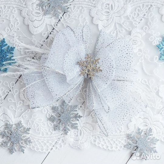 Бант-заколка новогодний ручная работа