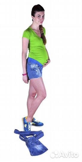 Джинсовые шорты-комбинезон для беременных