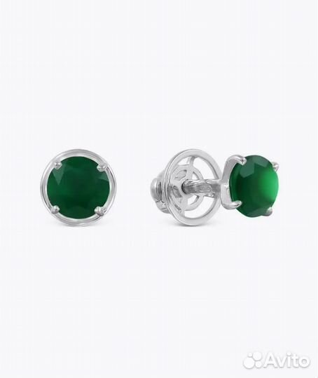 Серьги с зеленым агатом
