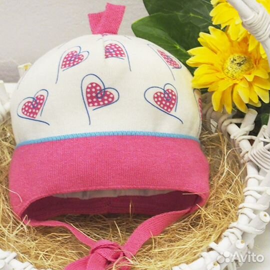 Шапка на весну для новорожденной девочки 40-42