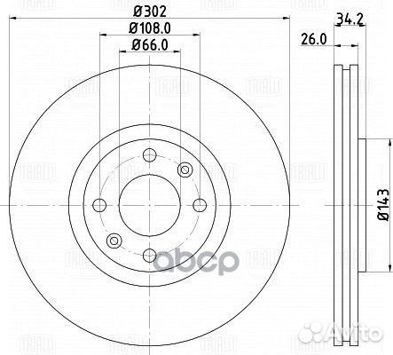 Диск тормозной peugeot 308/3008/5008 07- передн