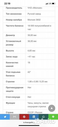 Часы Molnija 3602