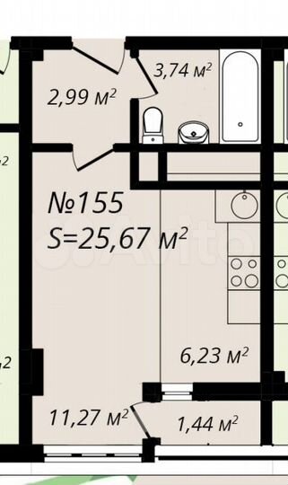 Квартира-студия, 26 м², 10/12 эт.