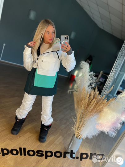 Комбинезон на мембране белый/зеленый