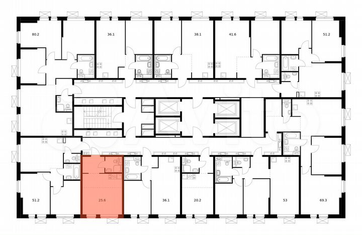 Квартира-студия, 25,6 м², 13/33 эт.