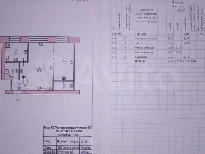 2-к. квартира, 40,2 м², 1/4 эт.